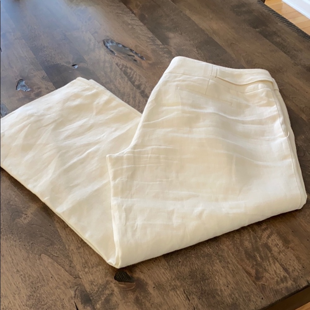 Talbots white linen capris